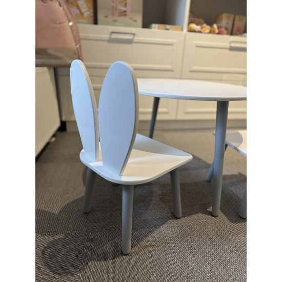 Mēbeļu komplekts apaļais galds + krēsli "Bunny" White/Grey